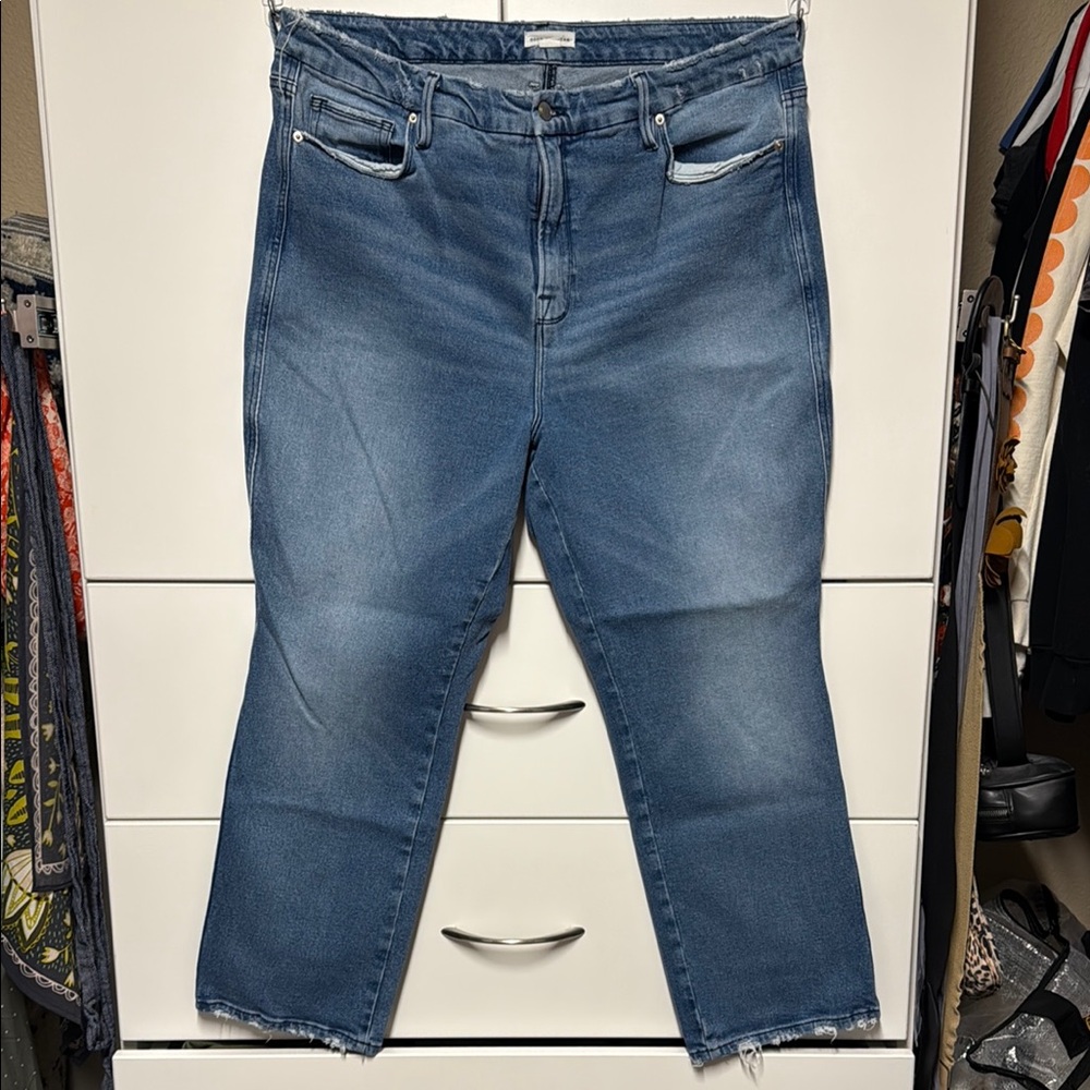 Good American Blue Straight Leg Jeans - 18